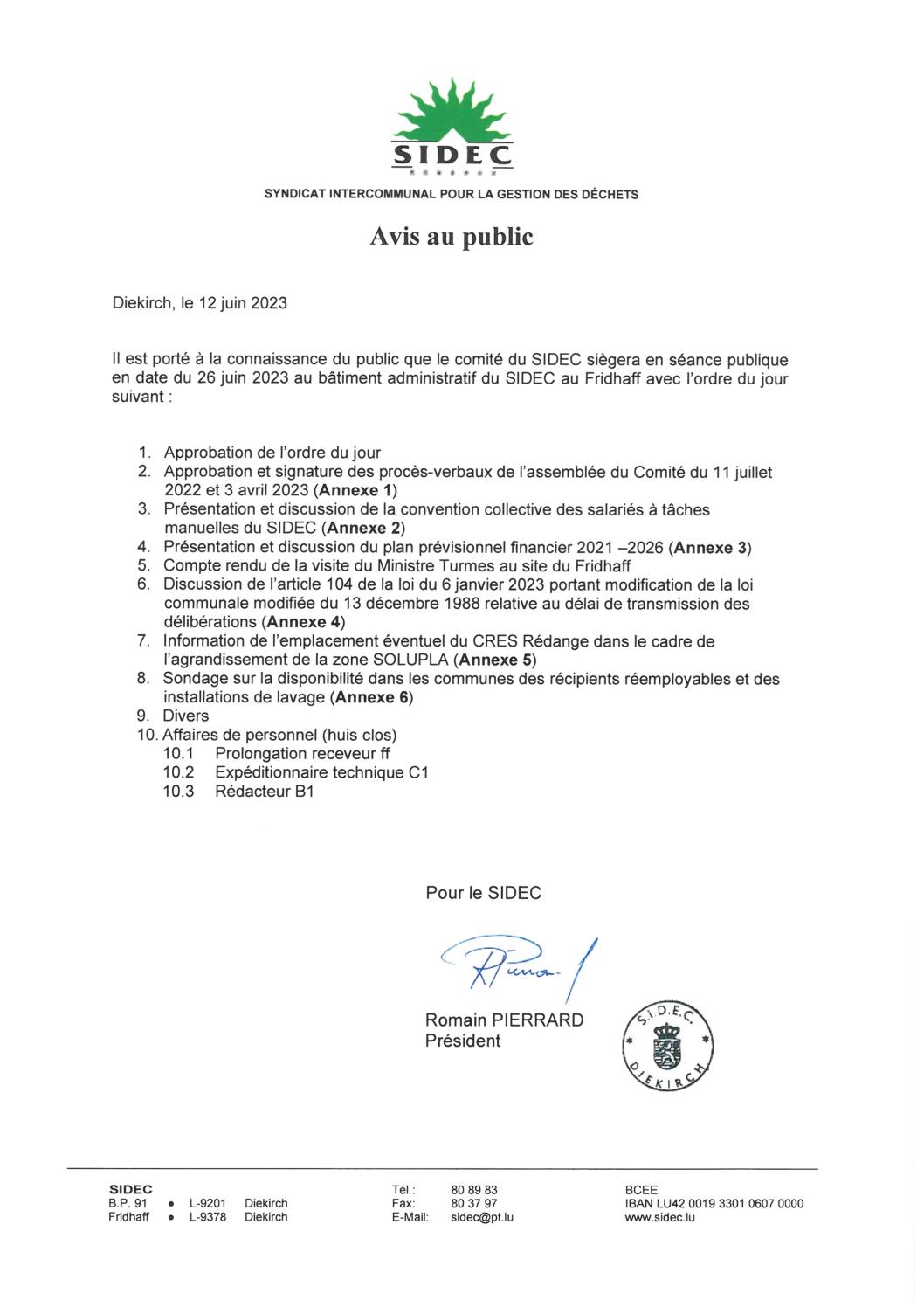 2023.06.09_Convocation comité SIDEC - Réunion du 26.06.2023