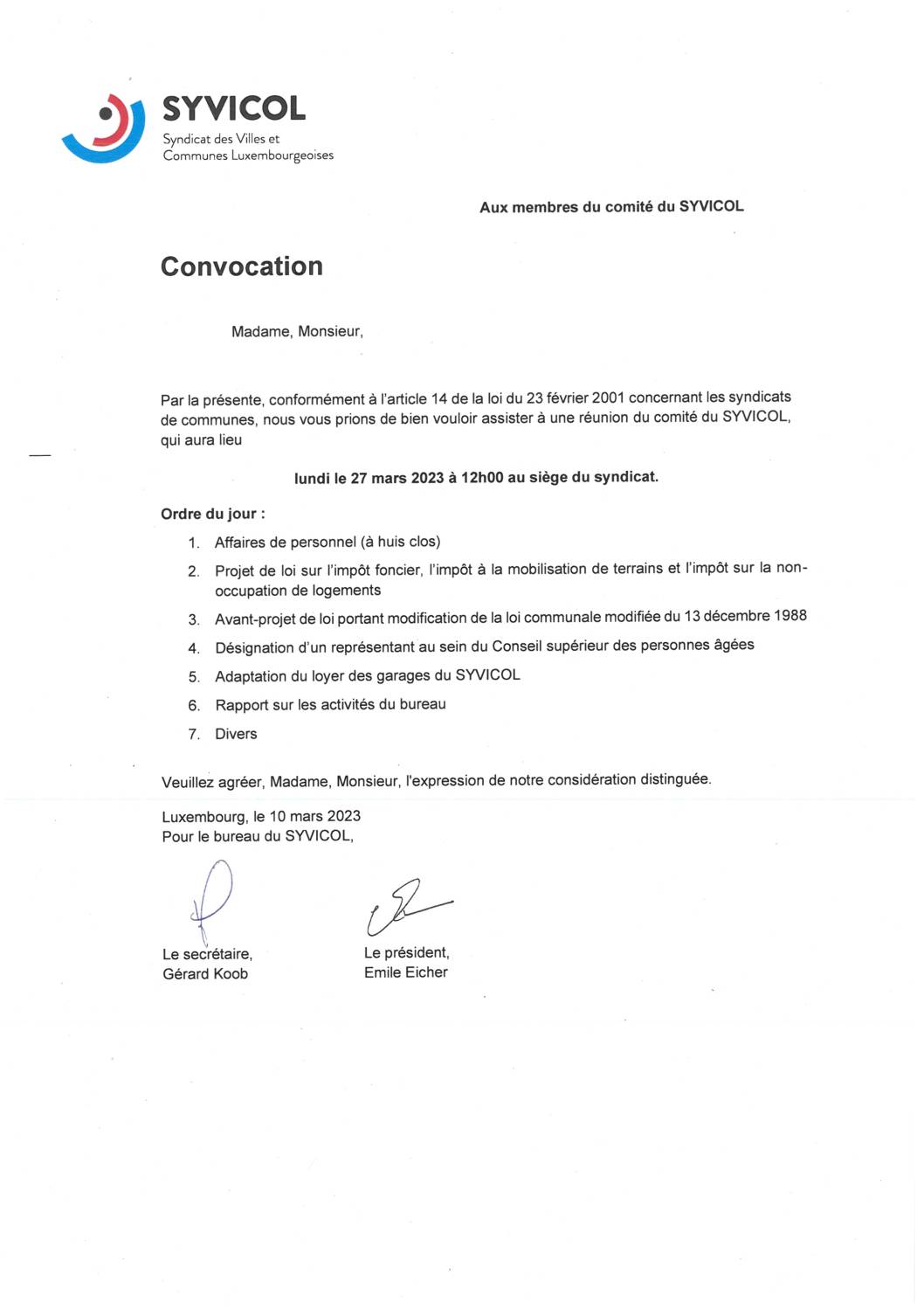 2023.03.15_Convocation comité SYVICOL - Réunion du 27.03.2023