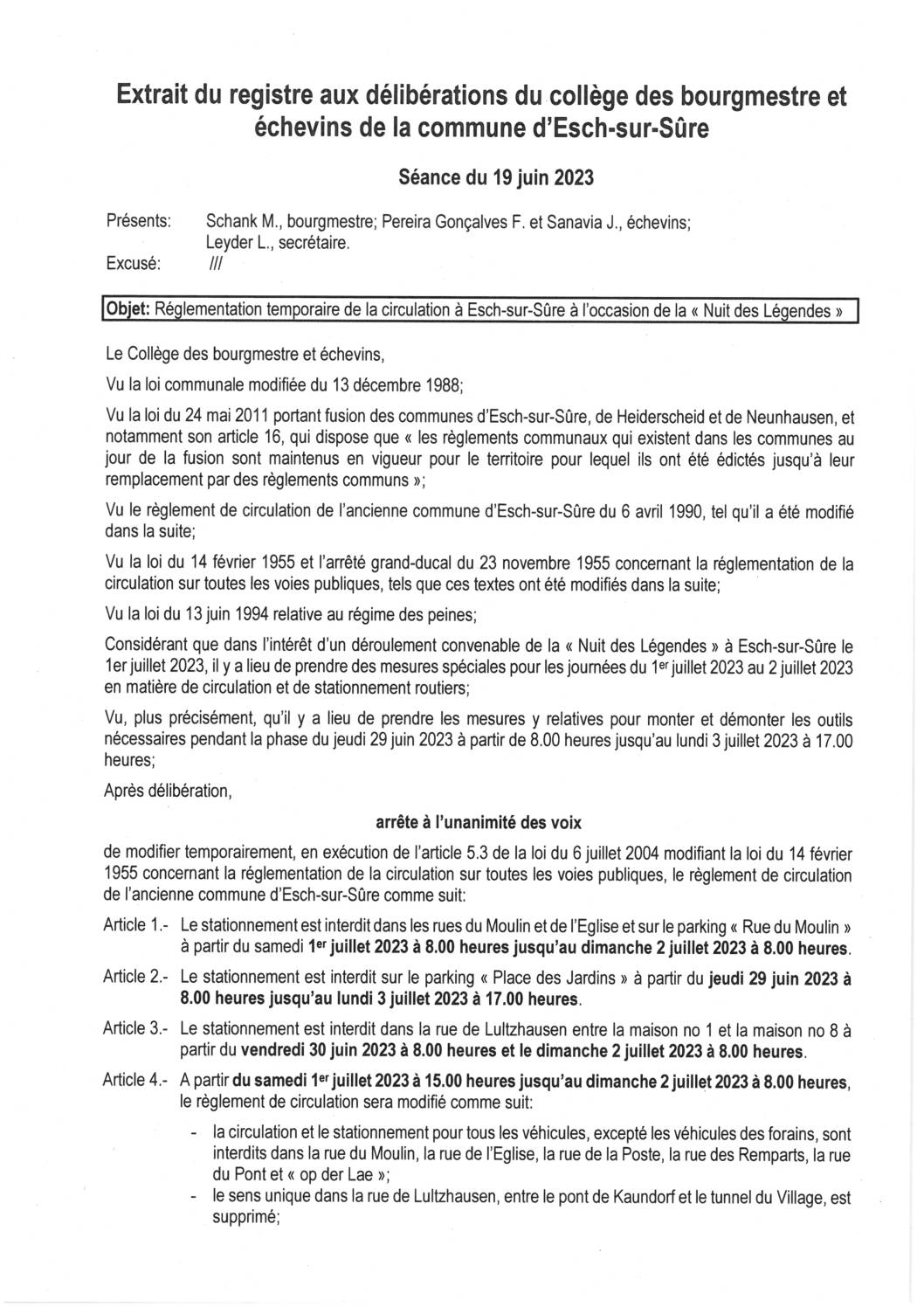 2023.06.21_Règlement temporaire de circulation à Esch-sur-Sûre à l'occasion de la Nuit des Légendes