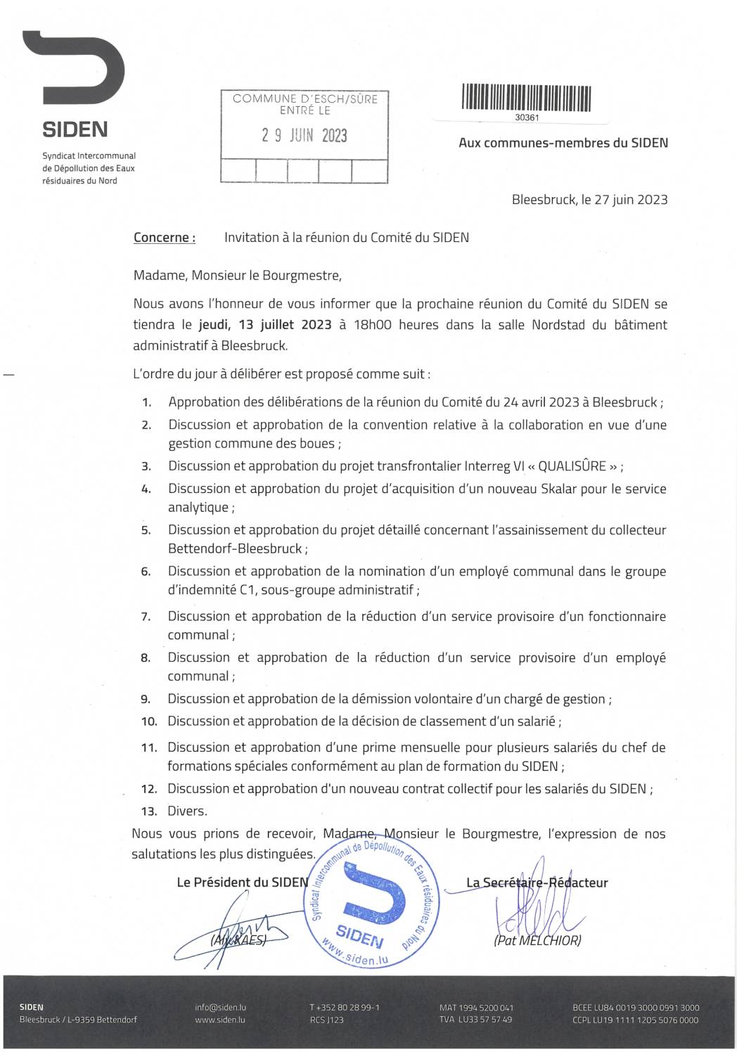2023.06.30_Convocation comité SIDEN - Réunion du 13.07.2023