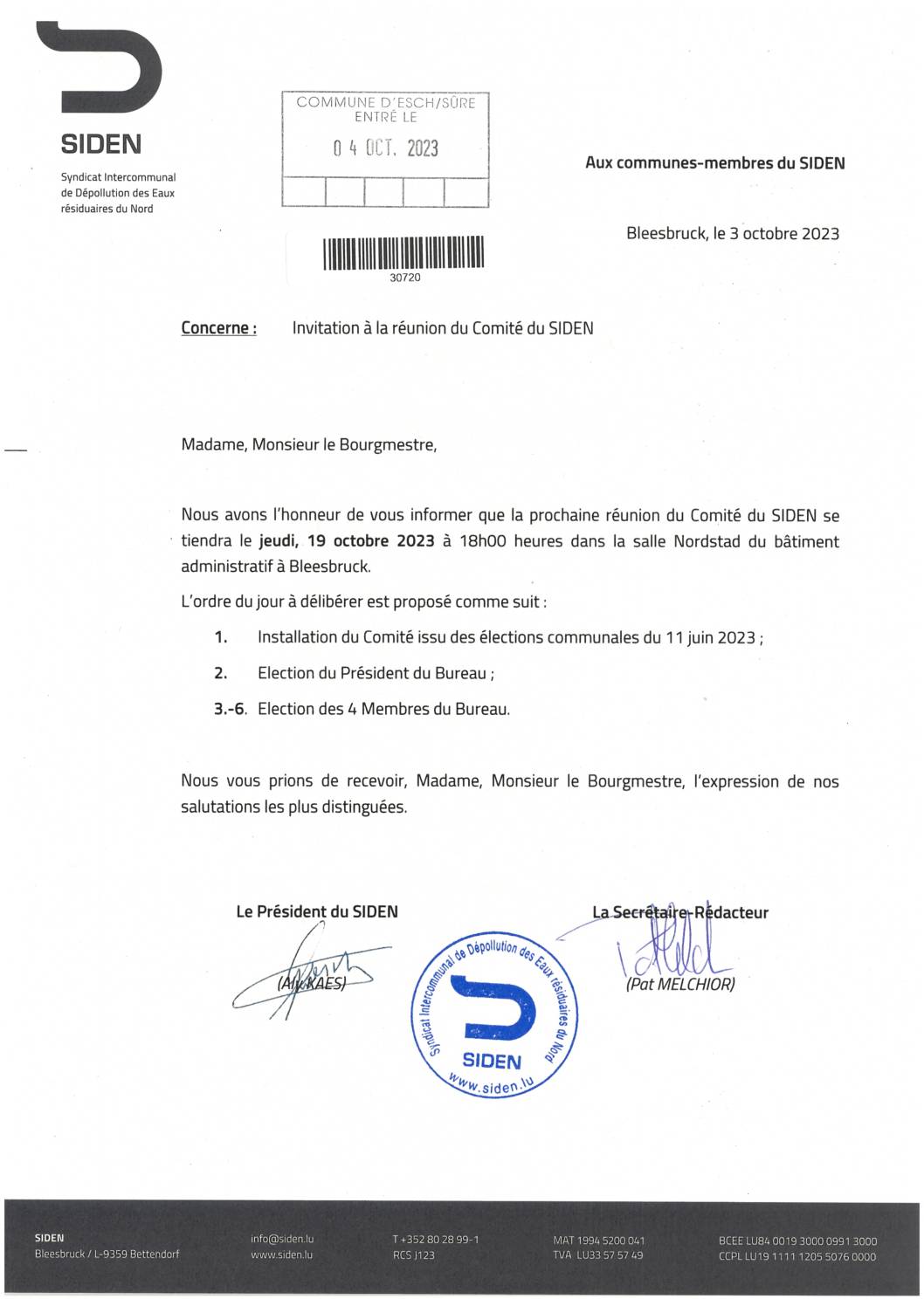 2023.10.06_Convocation comité SIDEN - Réunion du 19.10.2023