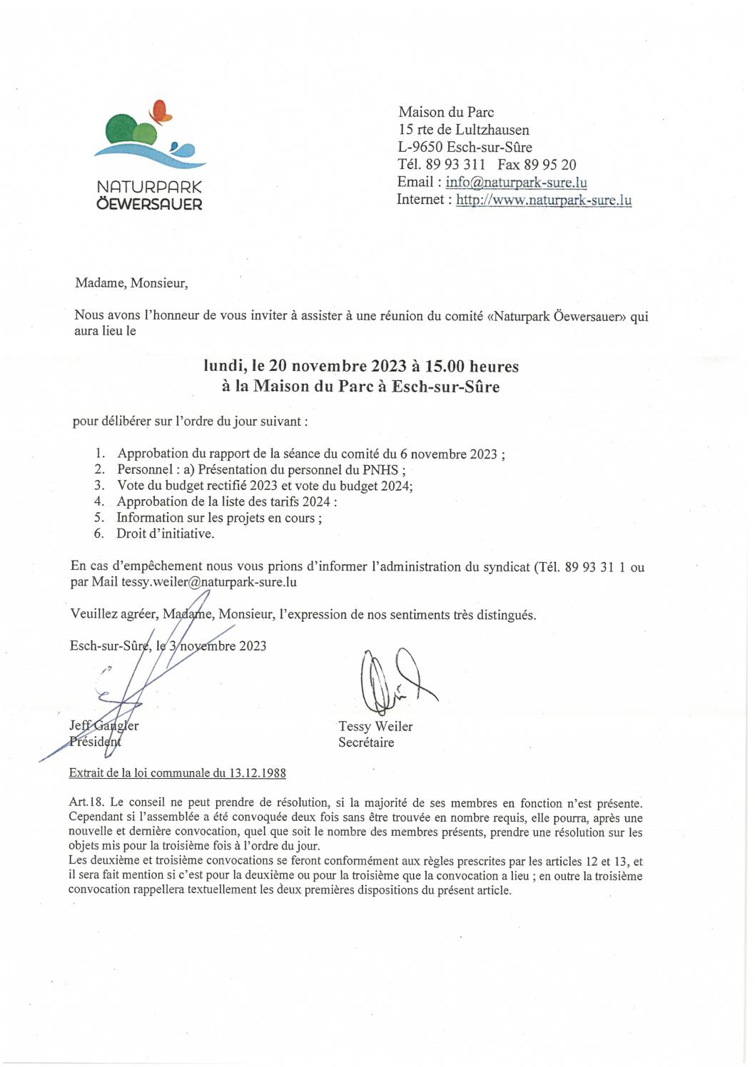 2023.11.10_Convocation comité Naturpark - Réunion du 20.11.2023