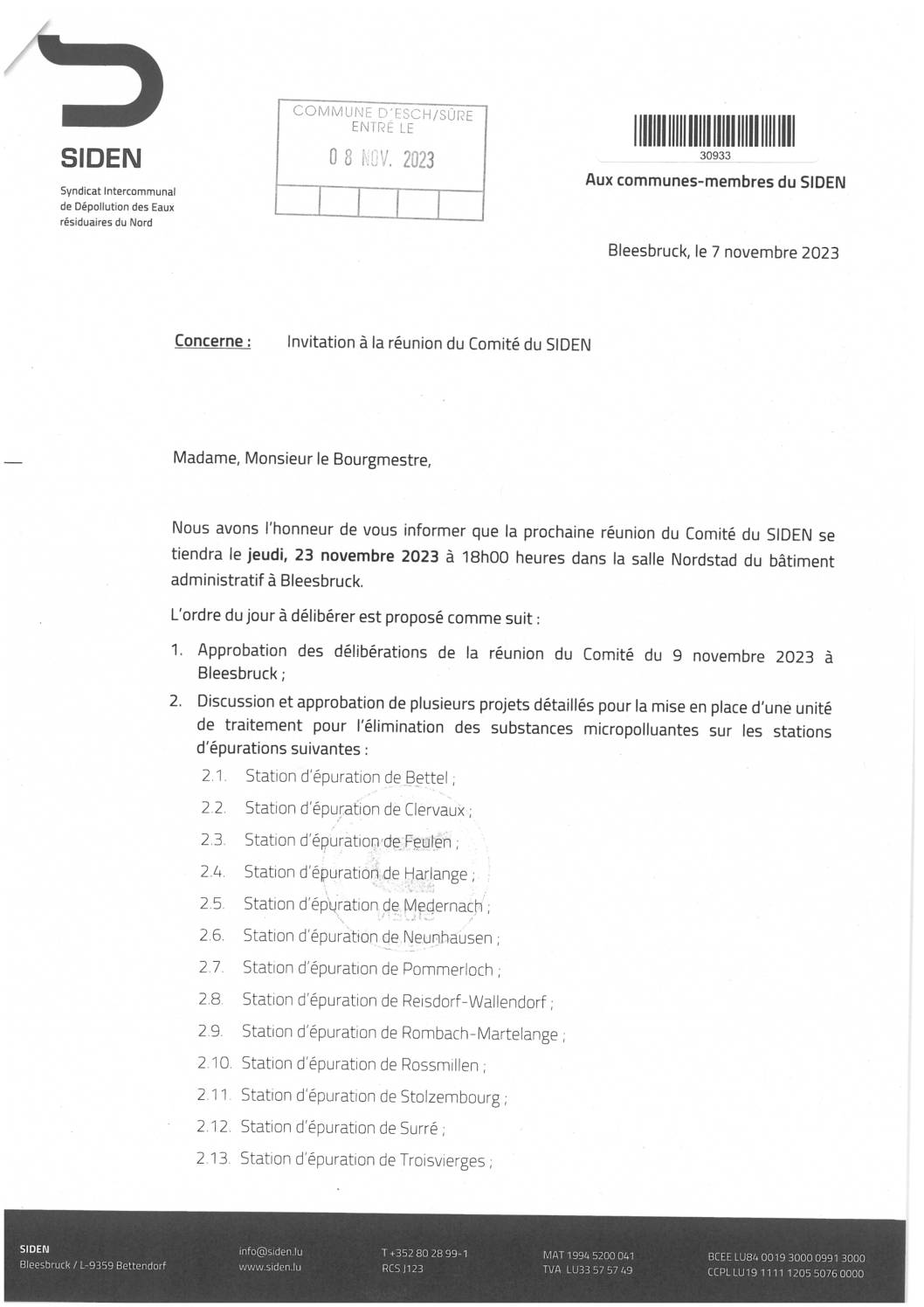 2023.11.10_Convocation comité SIDEN - Réunion du 23.11.2023