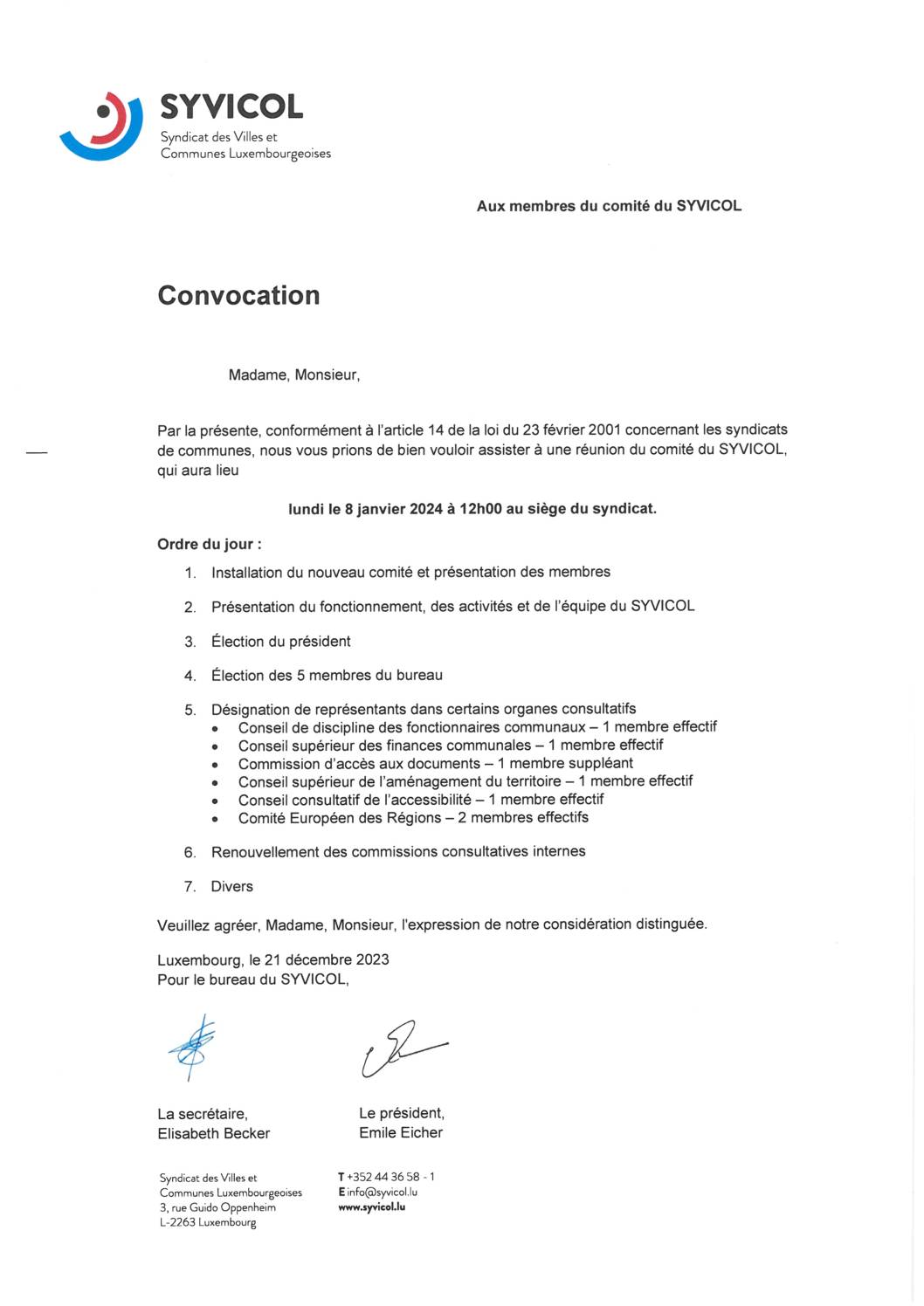 2023.12.22_Convocation comité SYVICOL - Réunion du 08.01.2024