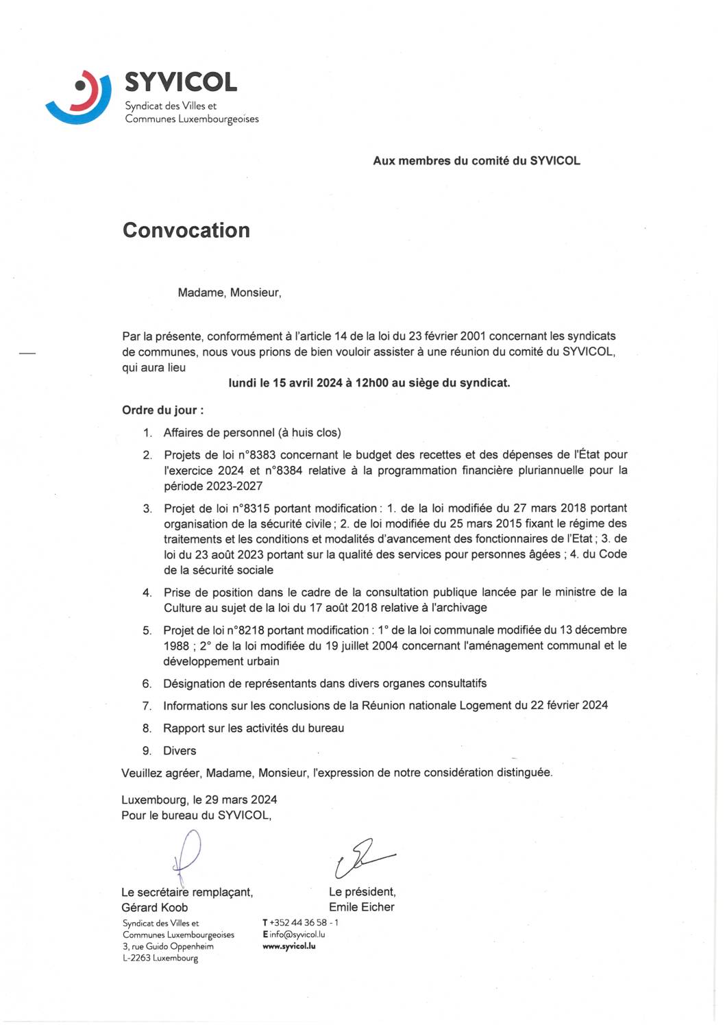 2024.04.03_Convocation comité SYVICOL - Réunion du 15.04.2024