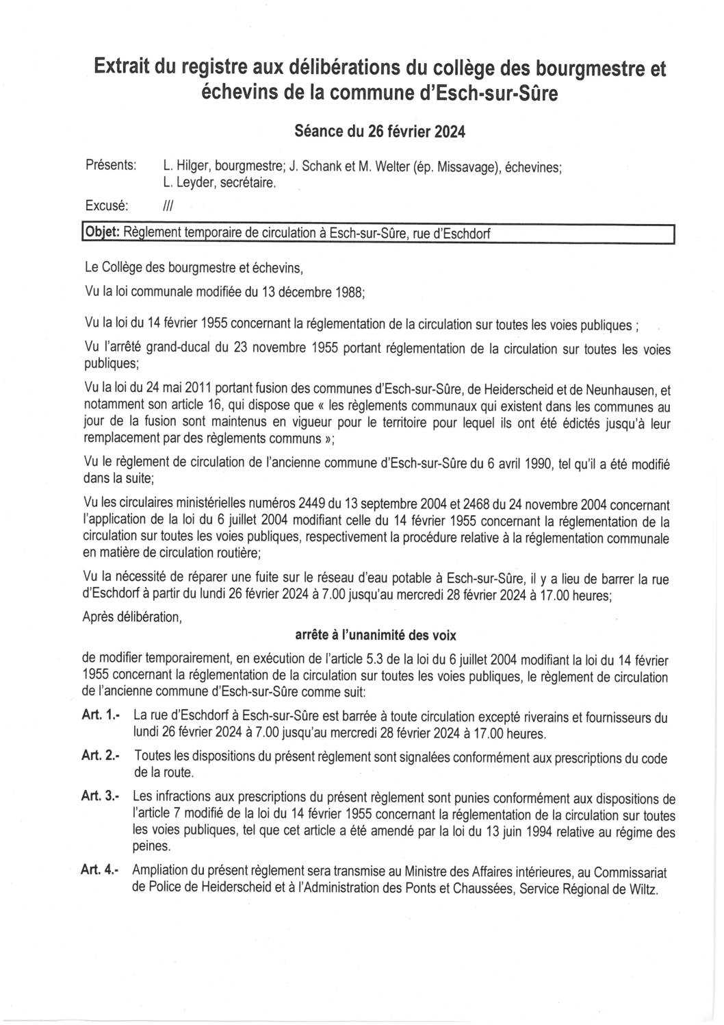2024.02.26_Règlement temporaire de circulation à Esch-sur-Sûre (rue d'Eschdorf) du 26.02.2024 au 28.02.2024