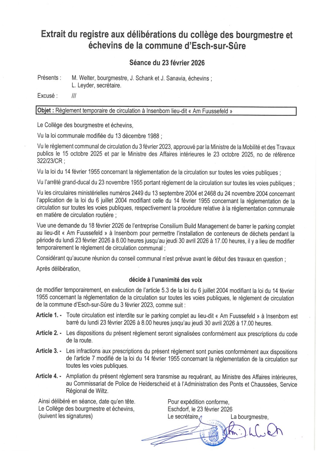 2026.02.23_Règlement temporaire de circulation à Insenborn lieu-dit (Am Fuussefeld) du 23.02 au 30.04.2026