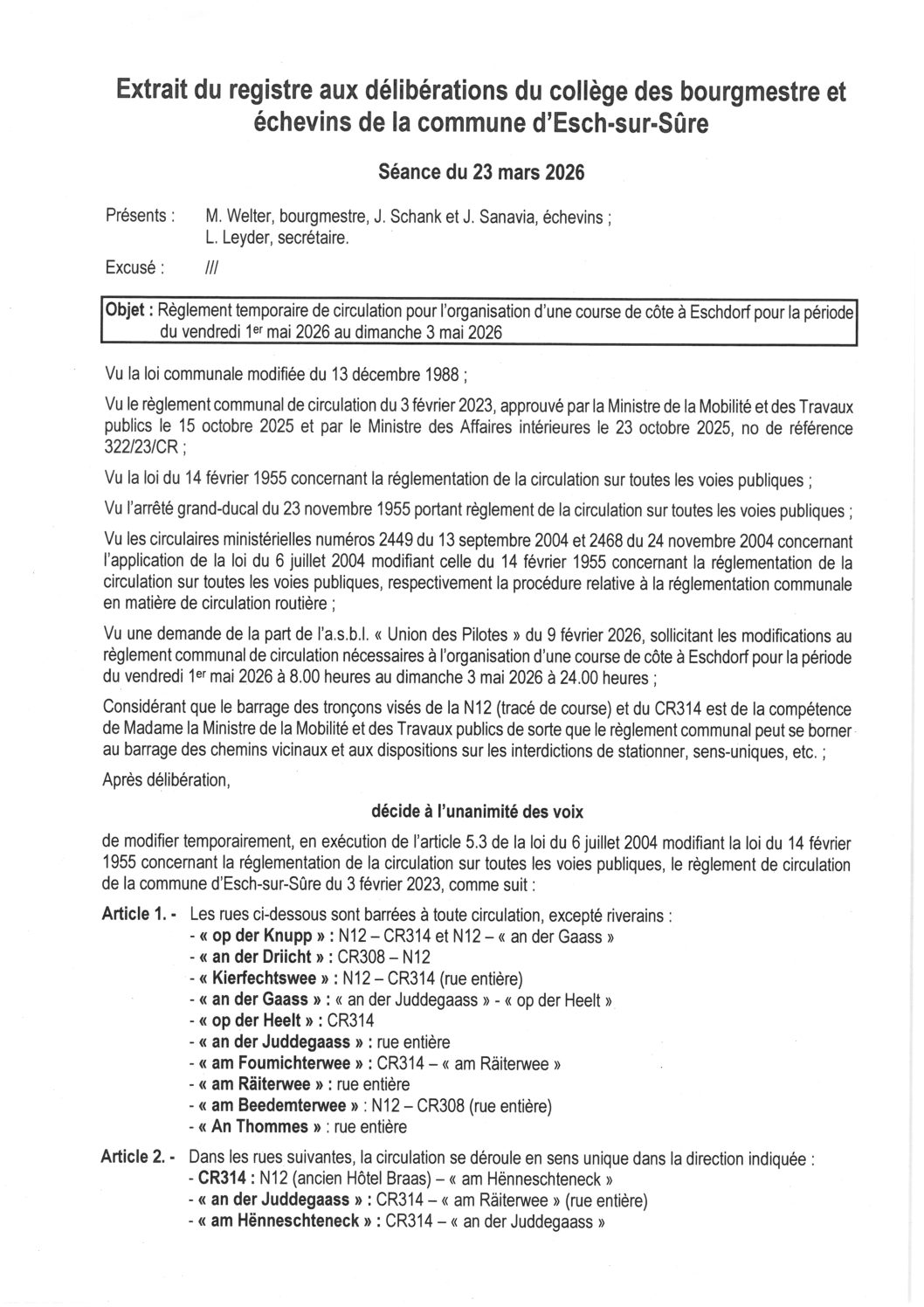 2026.03.25_Règlement temporaire de circulation pour l'organisation d'une course de côte à Eschdorf du 01.05. au 03.05.2026