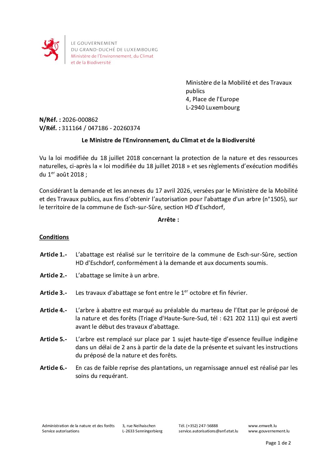 2026.05.29_Autorisation pour l'abattage d'un arbre (n°1505, section HD d'Eschdorf)