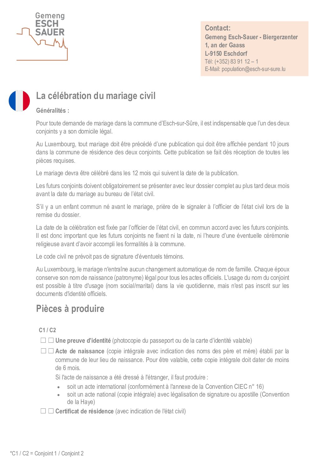 La célébration du mariage civil FR