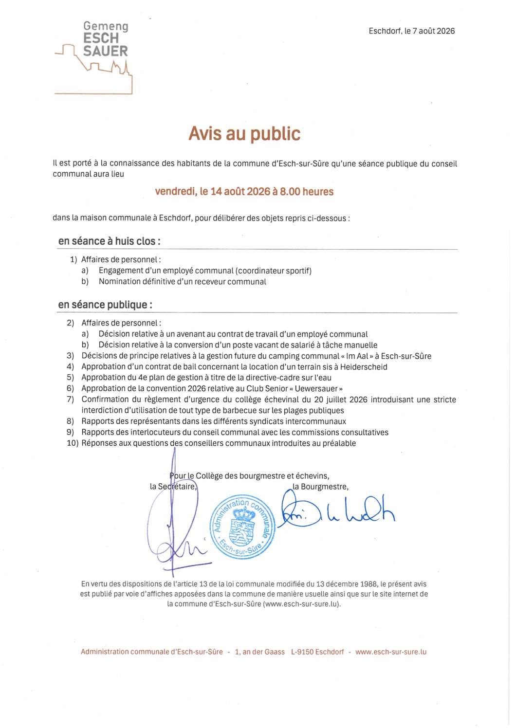 2026.08.07_Convocation - Réunion du 14.08.2026