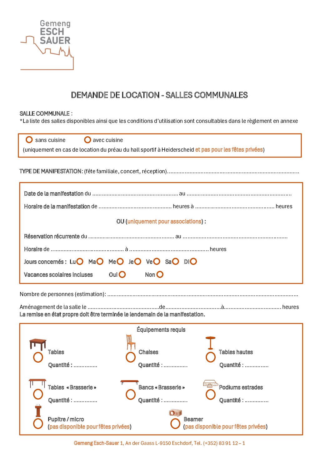 Demande de location - Salles communales