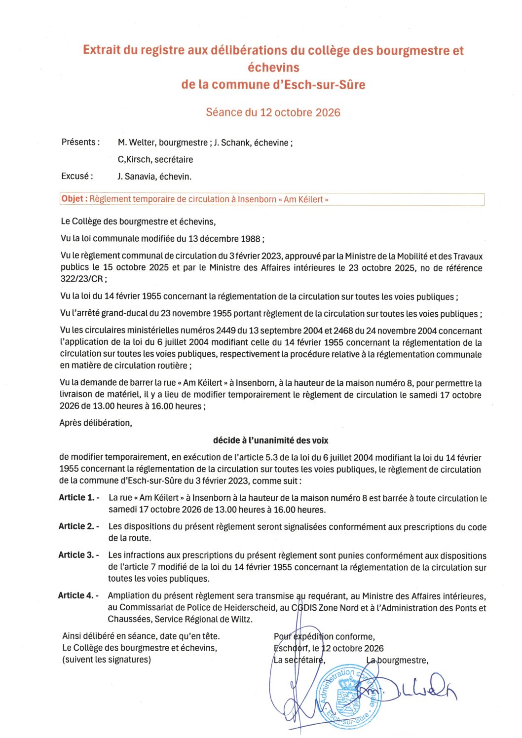 2026.10.14_Règlement temporaire de circulation à Insenborn (Am Kéilert) en date du 17.10.2026 de 13.00 à 16.00 heures